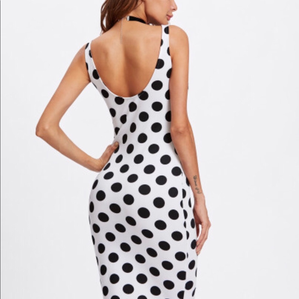 Polka Dot Women’s Form Fitting Tank bodycon Dress - Picture 3 of 6